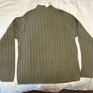 NWT Stunning Light Army Green Textured Striped Sweater